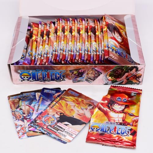 Hilloly One-Piece Trading Cards Card Pack, 180Pcs Cartas de Pirata TCG Juego de Cartas,Cartas Coleccionables,Trading Cartas Pack Booster Box,Regalos de Cumpleaños para Fan-La Portada es aleatoria