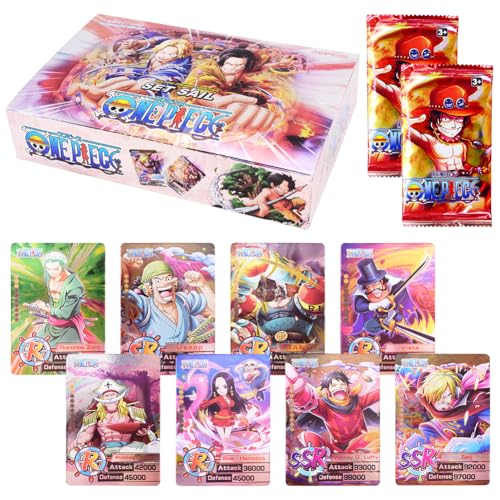 Hilloly One-Piece Trading Cards Card Pack, 180Pcs Cartas de Pirata TCG Juego de Cartas,Cartas Coleccionables,Trading Cartas Pack Booster Box,Regalos de Cumpleaños para Fan-La Portada es aleatoria