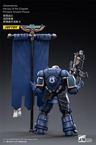 HiPlay JoyToy × Warhammer 40K - Juego completo de figuras de acción de ciencia ficción a escala 1/18, Ultramarines Heroes of The Chapter Primaris Ancient Posca