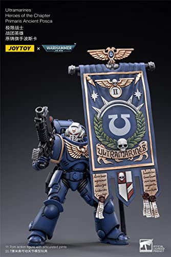 HiPlay JoyToy × Warhammer 40K - Juego completo de figuras de acción de ciencia ficción a escala 1/18, Ultramarines Heroes of The Chapter Primaris Ancient Posca