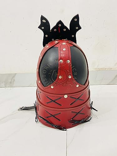 HISTORIC HANDICRAFT Casco Samurai de cuero | Casco japonés de cuero de | Casco medieval de armadura samurái para Halloween