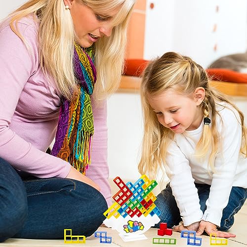 HIULLEN 48 Piezas Tetris Balance Toys,Tetra Tower Juego para Niños,Bloques de apilamiento Juego de Equilibrio,Pila Bloques Juegos Regalos,Tetris Balance Tower Tower…