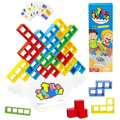 HIULLEN 48 Piezas Tetris Balance Toys,Tetra Tower Juego para Niños,Bloques de apilamiento Juego de Equilibrio,Pila Bloques Juegos Regalos,Tetris Balance Tower Tower…