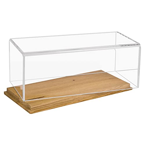 HMF 46872 - Vitrina acrílica con Base de Madera para Modelos de Coche, 27 x 12 x 11 cm, Transparente