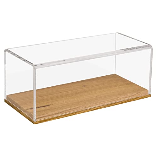 HMF 46872 - Vitrina acrílica con Base de Madera para Modelos de Coche, 27 x 12 x 11 cm, Transparente