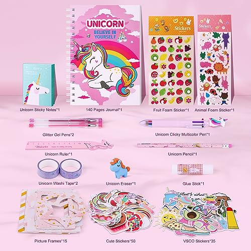 homicozy Scrapbook kit para Niñas de 4 a 14 Años, Papelería con Accesorios de Unicornio, Regalos de Papelería para Adolescentes, Juegos de Atesanía para Niñas, Regalos de Cumpleaños,Escolares