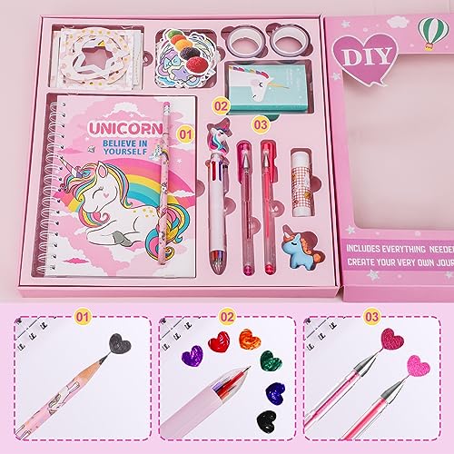 homicozy Scrapbook kit para Niñas de 4 a 14 Años, Papelería con Accesorios de Unicornio, Regalos de Papelería para Adolescentes, Juegos de Atesanía para Niñas, Regalos de Cumpleaños,Escolares