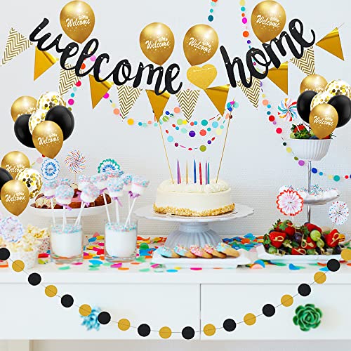 Honatrv Welcome Home Guirnalda de Bienvenida a Casa, Decoración de Bienvenida, Globo de Bienvenida para Baby Shower, Decoración de Inauguración, Fiesta Familiar (dorado)