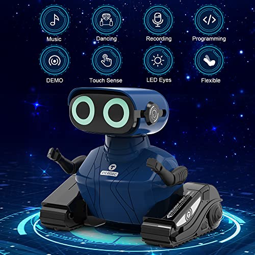 HONGCA Robot de Juguete Teledirigido 2.4GHz Juguete Control Remoto para Niños con Ojos LED Brillantes, Sonidos Divertidos y Movimientos de Baile, Dispone de Batería Recargable [Edad 4-7 Años] - Azul