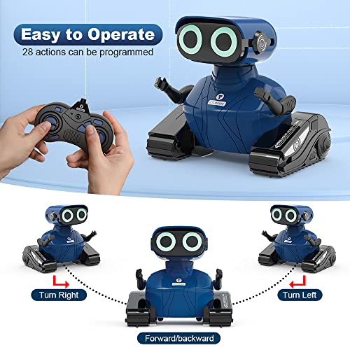 HONGCA Robot de Juguete Teledirigido 2.4GHz Juguete Control Remoto para Niños con Ojos LED Brillantes, Sonidos Divertidos y Movimientos de Baile, Dispone de Batería Recargable [Edad 4-7 Años] - Azul