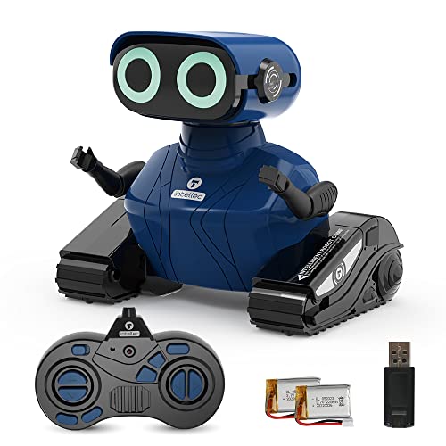 HONGCA Robot de Juguete Teledirigido 2.4GHz Juguete Control Remoto para Niños con Ojos LED Brillantes, Sonidos Divertidos y Movimientos de Baile, Dispone de Batería Recargable [Edad 4-7 Años] - Azul