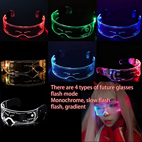 HONGECB Gafas Luminosas Led, Gafas De Neón, Gafas De Cyberpunk, Gafas Ledpara Fiestas Con 7 Colores y 5 Modos, Gafas De Fiesta Disco, Para Fiestas De Dj, Conciertos En Vivo, Fiestas Festival, Bar(a)