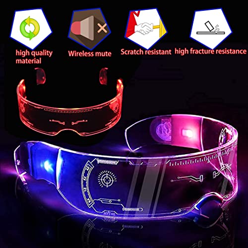 HONGECB Gafas Luminosas Led, Gafas De Neón, Gafas De Cyberpunk, Gafas Ledpara Fiestas Con 7 Colores y 5 Modos, Gafas De Fiesta Disco, Para Fiestas De Dj, Conciertos En Vivo, Fiestas Festival, Bar(a)