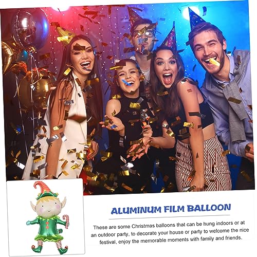 HONMEET 5 Piezas Globos De Aluminio Adornos Navideños Con Globos Globo Inflable Duende Decoración Navideña Globos De Papel De Elfo Suministros De Decoración 3d Payaso Película De Aluminio