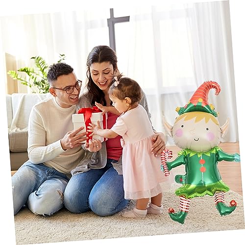 HONMEET 5 Piezas Globos De Aluminio Adornos Navideños Con Globos Globo Inflable Duende Decoración Navideña Globos De Papel De Elfo Suministros De Decoración 3d Payaso Película De Aluminio