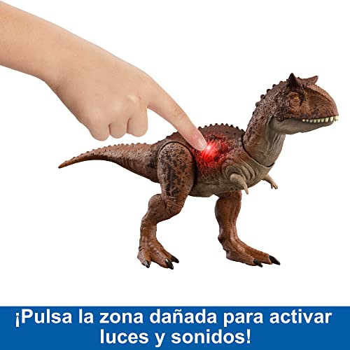 Hot Wheels Jurassic World Carnotaurus Dinosaurio de juguete articulado, +4 años (Mattel HND19)