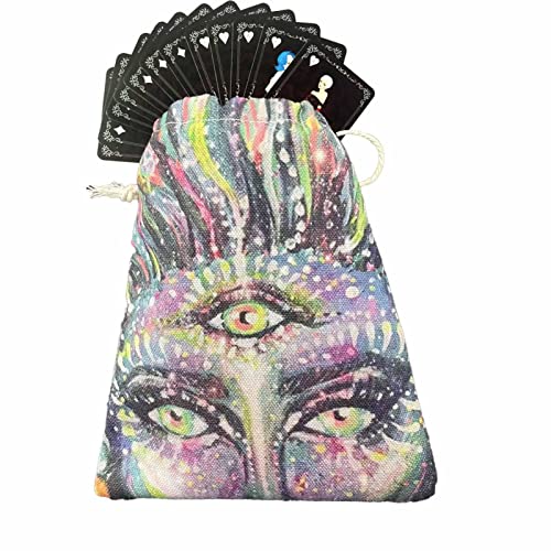 Hudhowks 5 Pcs Almacenamiento Cartas Tarot,Almacenamiento Dados Cartas Tarot - Almacenamiento Gemas Cristal Tarot Card Holder Pouch con cordón