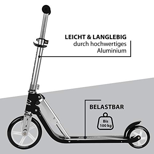 HUDORA Scooter Little BigWheel - Patín de aluminio seguro para niños desde 3 años - Patinete urbano ajustable y plegable para hasta 100kg - Patín estable con grandes ruedas