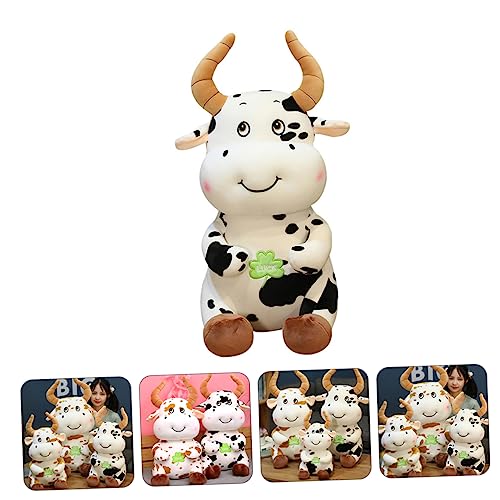 ibasenice 1 Pc Trébol De Vaca De Cuatro Hojas Juego Infantil Decoración China Almohada De Felpa Almohadas De Felpa Vaca De Peluche De Juguete Escultura Escritorio Algodón Blanco Niño