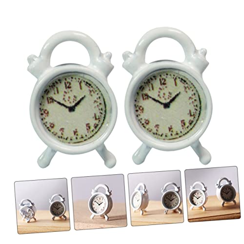 ibasenice 2 Piezas Mini Despertador Modelos De Electrodomésticos En Miniatura Mini Reloj Despertador Estatua Reloj Despertador Antiguo Decoración Metal Ob11 Blanco Casa De Juegos Aleación