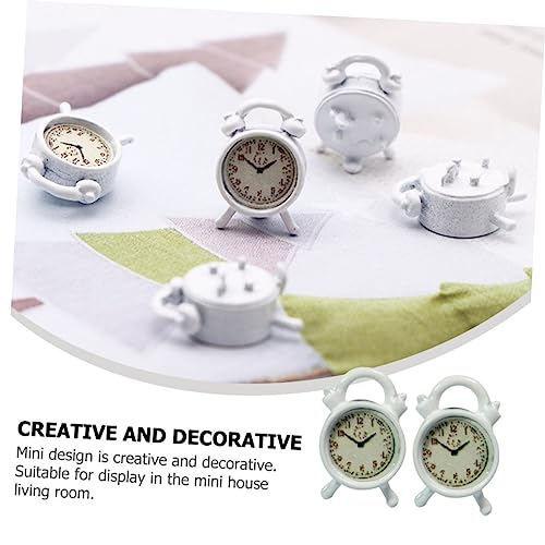 ibasenice 2 Piezas Mini Despertador Modelos De Electrodomésticos En Miniatura Mini Reloj Despertador Estatua Reloj Despertador Antiguo Decoración Metal Ob11 Blanco Casa De Juegos Aleación