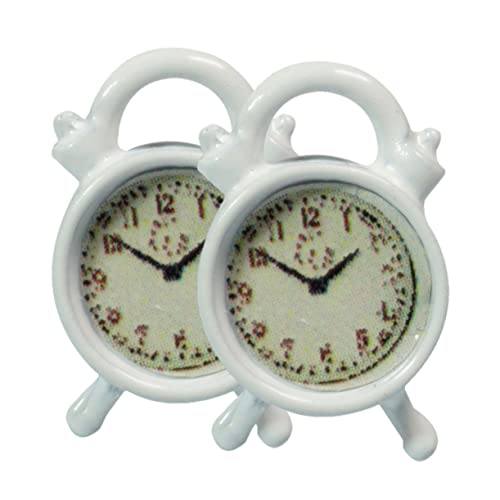 ibasenice 2 Piezas Mini Despertador Modelos De Electrodomésticos En Miniatura Mini Reloj Despertador Estatua Reloj Despertador Antiguo Decoración Metal Ob11 Blanco Casa De Juegos Aleación