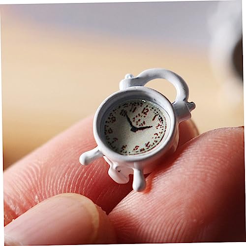 ibasenice 2 Piezas Mini Despertador Modelos De Electrodomésticos En Miniatura Mini Reloj Despertador Estatua Reloj Despertador Antiguo Decoración Metal Ob11 Blanco Casa De Juegos Aleación