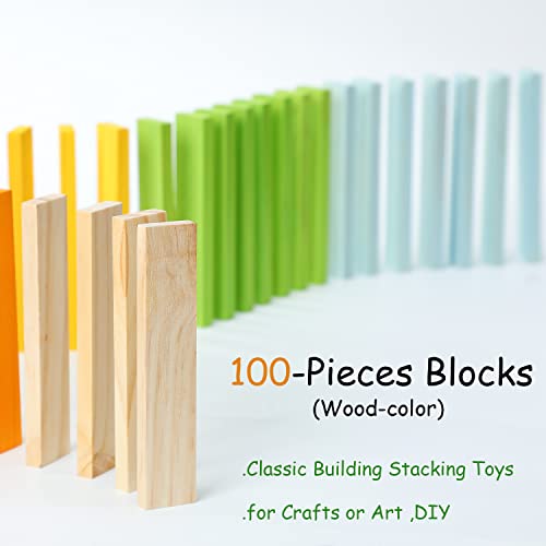 ICEKO KN 100 Bloques de construcción - Juguetes Niños 3 4 5 6 7 Años-Bloques de Madera Natural -Regalos Niños y NiñAs- Color Madera