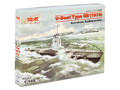 ICM S.009 U-Boat Tipo IIB, 1939 1:144-U-Boat, Submarino alemán, Color Negro (ICMS009)