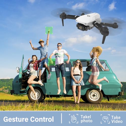 IDEA10 Drone para Niños con Doble Cámara, Plegable Mini Drone con 2 Baterías, FPV Transmisión/Sensor de Gravedad/Posicionamiento Óptico del Flujo, Cuadricóptero RC para los Niños, 18 Minutos de Vuelo