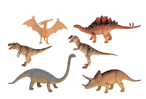 Idena 40221-Juego de Figuras de Juego con 6 Dinosaurios Altura, Juguetes para niños a Partir de 3 años para divertirse en la bañera, el arenero y la guardería, Multicolor, ca. 15 cm Berlin 40221