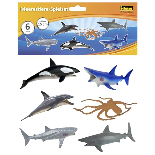 Idena 40242 – Juego de Figuras de 6 Animales Marinos de plástico, Figuras de Animales para niños de Aprox. 15 cm de Alto