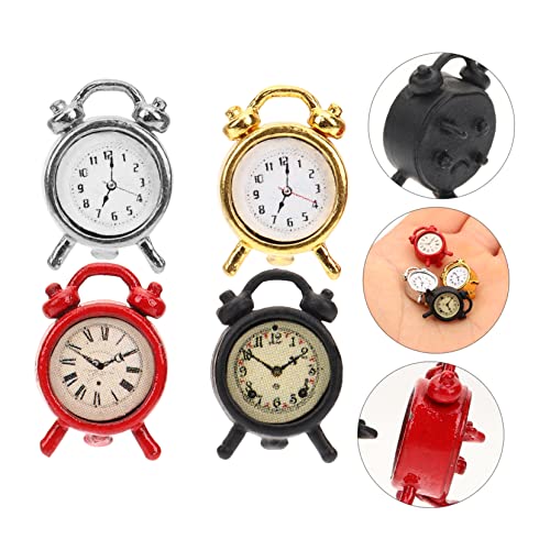 ifundom 4 Uds Mini Reloj Modelo Casa De Muñecas Reloj Miniatura Antiguo Reloj De Sobremesa Niños Relojes De Alarma Juguete Mini Reloj De Pared Alarmas En Miniatura Modelo De Reloj Niño