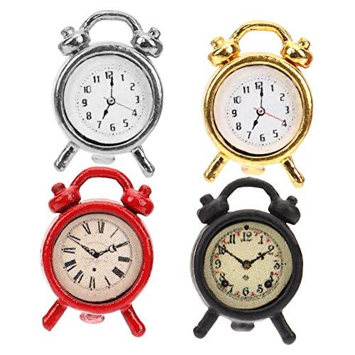 ifundom 4 Uds Mini Reloj Modelo Casa De Muñecas Reloj Miniatura Antiguo Reloj De Sobremesa Niños Relojes De Alarma Juguete Mini Reloj De Pared Alarmas En Miniatura Modelo De Reloj Niño