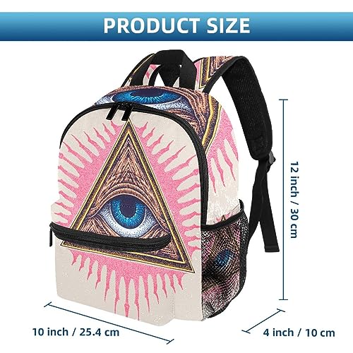 Illuminati Pirámide con el ojo para niños pequeños niños niñas Kindergarten Niños Snack Nursery School Mochila, Multicolor, 10x4x12 in