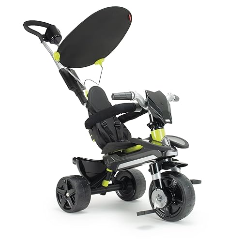 INJUSA - Triciclo Sport Baby Green, para Niños de +10 Meses, con Mango de Dirección Parental, Parasol, Chasis de Aluminio, Cubiertas de Goma en Ruedas y Asiento con Cinturón