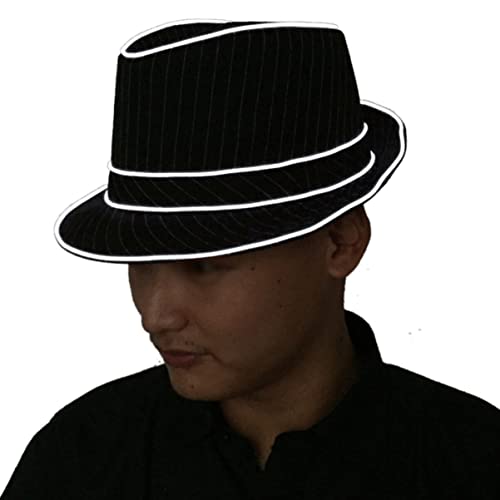 INOOMP Frío Sombrero Fedora Iluminado para Hombres 1. Sombrero De Jazz con LED De 5V Sombrero Fedora con Flash para Hombres Sombrero con Luces Led Fiesta De Disfraces De Halloween (Luz