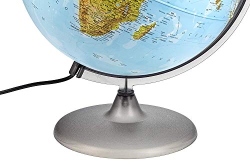 Interkart Globo terraqueo Estudiante, Imagen Doble iluminada. Idioma español de 30cm - con lámpara LED