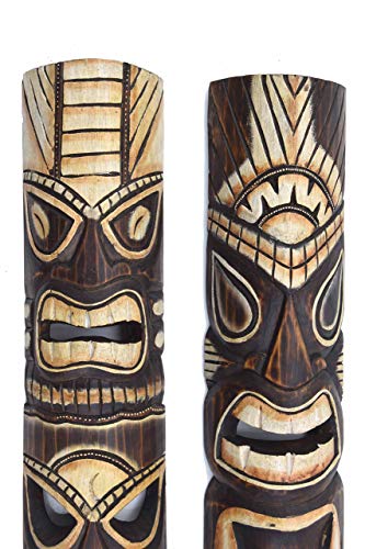 Interlifestyle 2 Tiki Máscara de Pared 100cm IM Hawai Tótem Buscar MÁSCARAS con Motivos Máscara de Madera Máscara Isla De Pascua