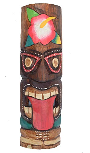 Interlifestyle 3 Tiki Máscaras 50cm en el Maui Hawai Buscar Estilo 3er Juego Máscaras de Madera Máscara de Pared Isla de Pascua