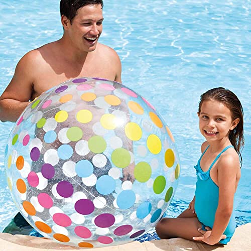 Intex 42' Jumbo Beach Ball & BESTWAY 31021 - Pelota de Playa Hinchable Beach 51 cm Diseño Franjas de Colores Vinilo Resistente con Válvula de Seguridad Inflado y Desinflado Rápido