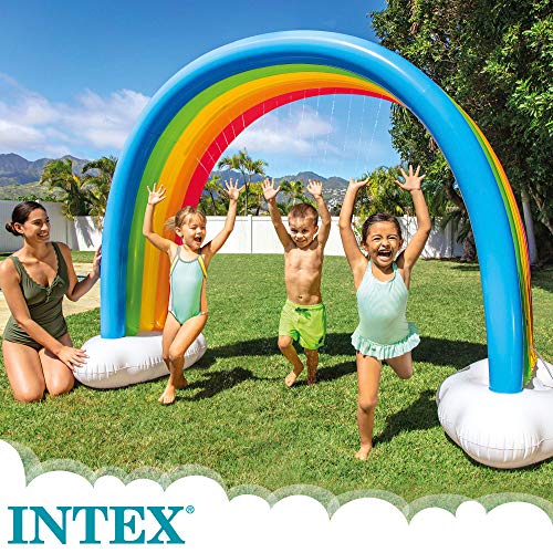 Intex 56597NP - Arcoíris hinchable gigante INTEX, con pulverizador, 300x109x180 cm, aspersor agua niños, inflable gigante, juego aire libre, hinchables arcoíris