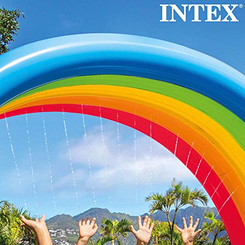 Intex 56597NP - Arcoíris hinchable gigante INTEX, con pulverizador, 300x109x180 cm, aspersor agua niños, inflable gigante, juego aire libre, hinchables arcoíris