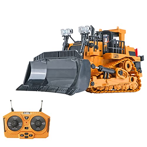 Irfora - Bulldozer RC 1/24 9CH RC, vehículo de construcción de juguete educativo para niños, con música y luz