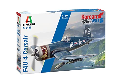 Italeri -1453 F4U-4 Corsair-Korean War, Escalera 1:72, Model Kit, Modelo de plástico para montar, Color Azul, 1453