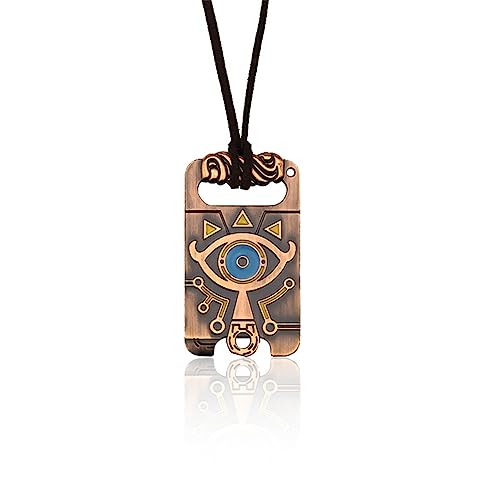 iTopCat Juego de 5 collares con colgante de la leyenda de Zelda, espada maestra, trifuerza, escudo hiliano, máscara de Majoras, collar de ojo de Sheikah, regalo, Zinc