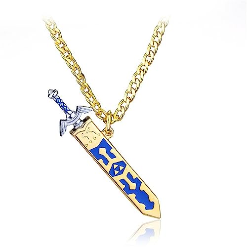 iTopCat Juego de 5 collares con colgante de la leyenda de Zelda, espada maestra, trifuerza, escudo hiliano, máscara de Majoras, collar de ojo de Sheikah, regalo, Zinc