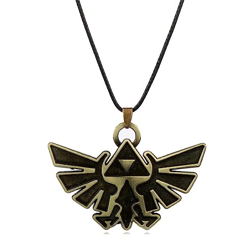 iTopCat Juego de 5 collares con colgante de la leyenda de Zelda, espada maestra, trifuerza, escudo hiliano, máscara de Majoras, collar de ojo de Sheikah, regalo, Zinc