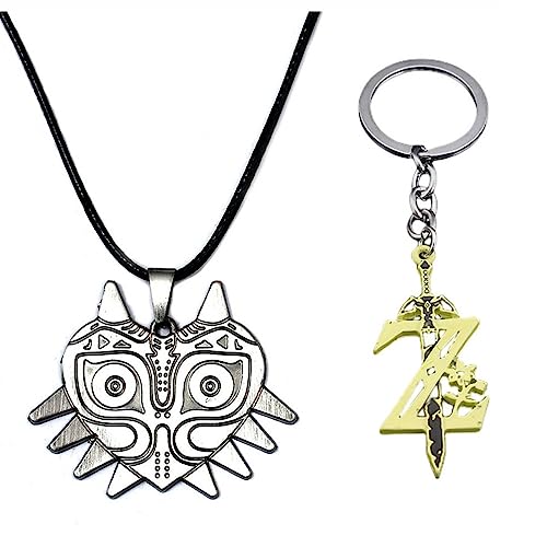 iTopCat Juego de llavero con colgante de Leyenda de Zelda, espada maestra, máscara de Majoras, collar de ojo de Sheikah, juego de joyas, Zinc