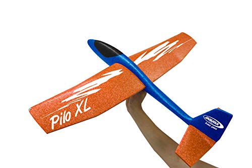 Jamara-460486 Planeador de Espuma 2 en 1 Pilo XL, superligero (160 g), Casi Indestructible, Altura de Cola para Vuelo en Bucle o Deslizamiento, envergadura de 86 cm, Color Azul (460486)